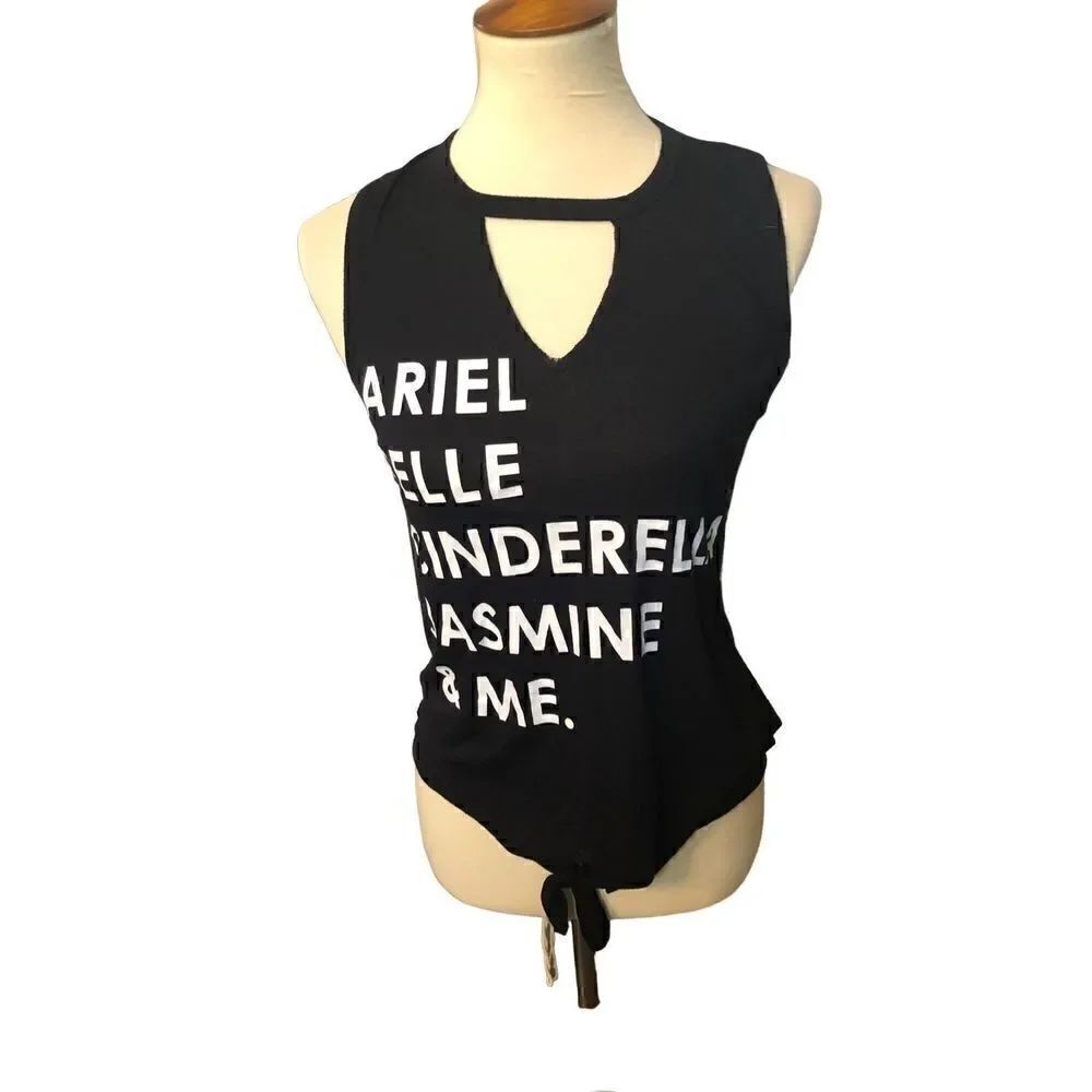 Disney Princess black sleeveless front tie graphic tee